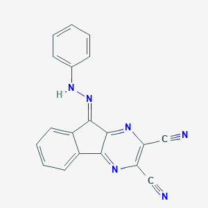 molecular formula C19H10N6 B256547 (9E)-9-(phenylhydrazinylidene)indeno[1,2-b]pyrazine-2,3-dicarbonitrile 
