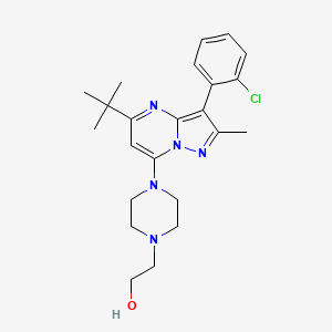 molecular formula C23H30ClN5O B2565474 2-{4-[5-Tert-butyl-3-(2-chlorophenyl)-2-methylpyrazolo[1,5-a]pyrimidin-7-yl]piperazin-1-yl}ethanol CAS No. 879582-73-7