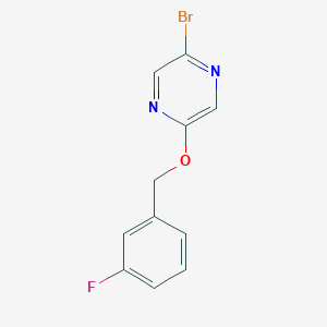 molecular formula C11H8BrFN2O B2565478 2-溴-5-(3-氟苄氧基)吡嗪 CAS No. 2090011-26-8