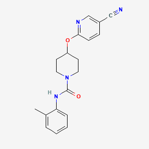 molecular formula C19H20N4O2 B2565482 4-((5-氰基吡啶-2-基)氧基)-N-(邻甲苯基)哌啶-1-甲酰胺 CAS No. 1428375-77-2