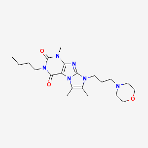 molecular formula C21H32N6O3 B2565489 3-butyl-1,6,7-trimethyl-8-(3-morpholinopropyl)-1H-imidazo[2,1-f]purine-2,4(3H,8H)-dione CAS No. 922446-33-1