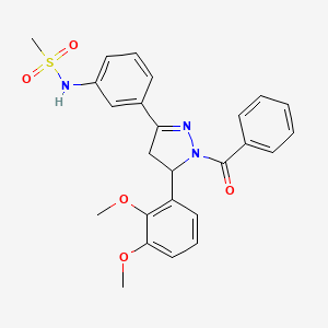 molecular formula C25H25N3O5S B2565490 N-(3-(1-benzoyl-5-(2,3-dimethoxyphenyl)-4,5-dihydro-1H-pyrazol-3-yl)phenyl)methanesulfonamide CAS No. 863002-04-4