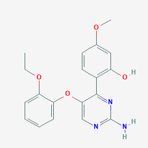 molecular formula C19H19N3O4 B2565495 2-(2-Amino-5-(2-ethoxyphenoxy)pyrimidin-4-yl)-5-methoxyphenol CAS No. 877808-39-4