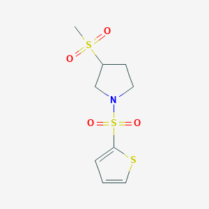 molecular formula C9H13NO4S3 B2565499 3-(Methylsulfonyl)-1-(thiophen-2-ylsulfonyl)pyrrolidine CAS No. 1448037-90-8