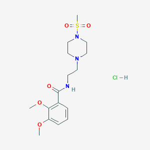 molecular formula C16H26ClN3O5S B2565502 2,3-dimethoxy-N-(2-(4-(methylsulfonyl)piperazin-1-yl)ethyl)benzamide hydrochloride CAS No. 1351587-86-4