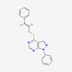 molecular formula C20H16N4S B2565503 4-(cinnamylthio)-1-phényl-1H-pyrazolo[3,4-d]pyrimidine CAS No. 1321831-23-5