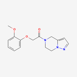 molecular formula C15H17N3O3 B2565504 1-(6,7-dihydropyrazolo[1,5-a]pyrazin-5(4H)-yl)-2-(2-methoxyphenoxy)ethanone CAS No. 2034400-07-0