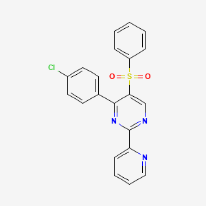molecular formula C21H14ClN3O2S B2565509 4-(4-Chlorophenyl)-5-(phenylsulfonyl)-2-(2-pyridinyl)pyrimidine CAS No. 339107-25-4