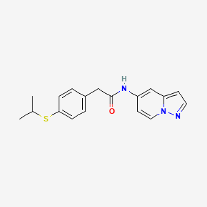 molecular formula C18H19N3OS B2565516 2-(4-(isopropylthio)phenyl)-N-(pyrazolo[1,5-a]pyridin-5-yl)acetamide CAS No. 2034547-80-1