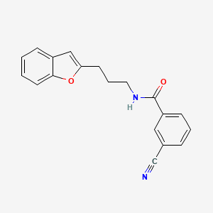 molecular formula C19H16N2O2 B2565520 N-[3-(1-Benzofuran-2-yl)propyl]-3-cyanobenzamid CAS No. 2034457-37-7