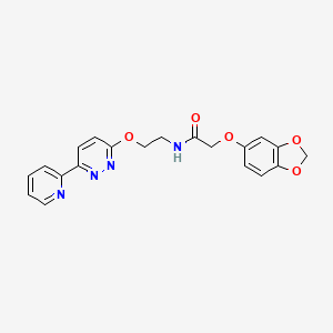 molecular formula C20H18N4O5 B2565524 2-(benzo[d][1,3]dioxol-5-yloxy)-N-(2-((6-(pyridin-2-yl)pyridazin-3-yl)oxy)ethyl)acetamide CAS No. 1257553-57-3