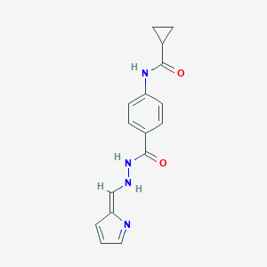 molecular formula C16H16N4O2 B256554 N-[4-[[[(Z)-pyrrol-2-ylidenemethyl]amino]carbamoyl]phenyl]cyclopropanecarboxamide 
