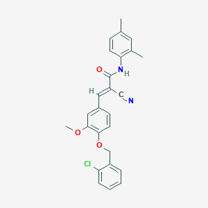 molecular formula C26H23ClN2O3 B2565550 (E)-3-[4-[(2-chlorophenyl)methoxy]-3-methoxyphenyl]-2-cyano-N-(2,4-dimethylphenyl)prop-2-enamide CAS No. 357317-39-6