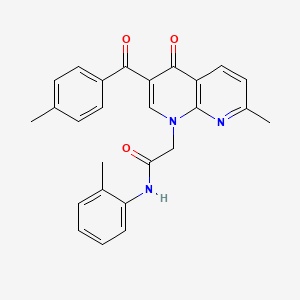 2-(7-methyl-3-(4-methylbenzoyl)-4-oxo-1,8-naphthyridin-1(4H)-yl)-N-(o-tolyl)acetamide