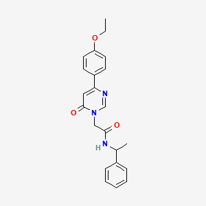 molecular formula C22H23N3O3 B2565567 2-(4-(4-ethoxyphenyl)-6-oxopyrimidin-1(6H)-yl)-N-(1-phenylethyl)acetamide CAS No. 1058462-13-7