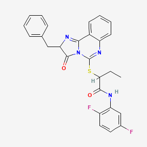 molecular formula C27H22F2N4O2S B2565572 2-((2-benzyl-3-oxo-2,3-dihydroimidazo[1,2-c]quinazolin-5-yl)thio)-N-(2,5-difluorophenyl)butanamide CAS No. 1052668-22-0