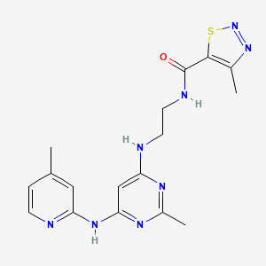 4-methyl-N-(2-((2-methyl-6-((4-methylpyridin-2-yl)amino)pyrimidin-4-yl)amino)ethyl)-1,2,3-thiadiazole-5-carboxamide