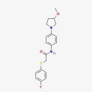 2-((4-fluorophenyl)thio)-N-(4-(3-methoxypyrrolidin-1-yl)phenyl)acetamide