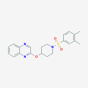 molecular formula C21H23N3O3S B2565611 2-((1-((3,4-二甲苯甲酰)磺酰基)哌啶-4-基)氧基)喹喔啉 CAS No. 1705804-60-9