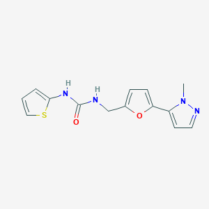 molecular formula C14H14N4O2S B2565614 1-[[5-(2-Methylpyrazol-3-yl)furan-2-yl]methyl]-3-thiophen-2-ylurea CAS No. 2415624-12-1