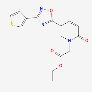 molecular formula C15H13N3O4S B2565615 ethyl [2-oxo-5-[3-(3-thienyl)-1,2,4-oxadiazol-5-yl]pyridin-1(2H)-yl]acetate CAS No. 1396857-72-9
