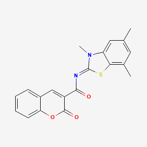 2-oxo-N-(3,5,7-trimethyl-1,3-benzothiazol-2-ylidene)chromene-3-carboxamide