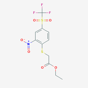 molecular formula C11H10F3NO6S2 B256563 Ethyl ({2-nitro-4-[(trifluoromethyl)sulfonyl]phenyl}sulfanyl)acetate 