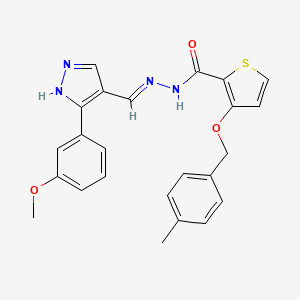 molecular formula C24H22N4O3S B2565653 N'-[(1E)-[3-(3-methoxyphenyl)-1H-pyrazol-4-yl]methylidene]-3-[(4-methylphenyl)methoxy]thiophene-2-carbohydrazide CAS No. 477712-50-8