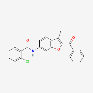molecular formula C23H16ClNO3 B2565680 N-(2-苯甲酰-3-甲基-1-苯并呋喃-6-基)-2-氯苯甲酰胺 CAS No. 923218-04-6