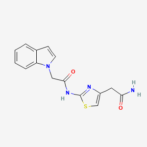 molecular formula C15H14N4O2S B2565681 N-(4-(2-氨基-2-氧代乙基)噻唑-2-基)-2-(1H-吲哚-1-基)乙酰胺 CAS No. 1235663-58-7