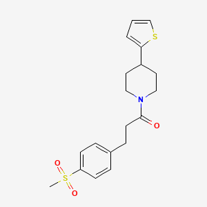 molecular formula C19H23NO3S2 B2565685 3-(4-(Methylsulfonyl)phenyl)-1-(4-(thiophen-2-yl)piperidin-1-yl)propan-1-one CAS No. 2034409-75-9