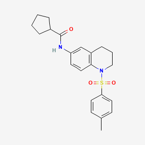 molecular formula C22H26N2O3S B2565707 N-(1-甲苯磺酰基-1,2,3,4-四氢喹啉-6-基)环戊烷甲酰胺 CAS No. 941929-51-7
