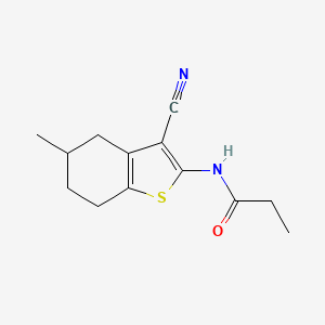 molecular formula C13H16N2OS B2565711 N-(3-cyano-5-methyl-4,5,6,7-tetrahydro-1-benzothiophen-2-yl)propanamide CAS No. 313404-13-6