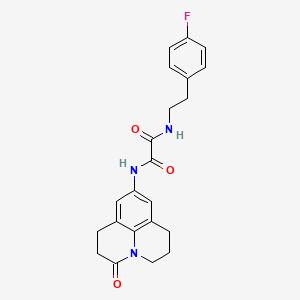 molecular formula C22H22FN3O3 B2565715 N1-(4-氟苯乙基)-N2-(3-氧代-1,2,3,5,6,7-六氢吡啶并[3,2,1-ij]喹啉-9-基)草酰胺 CAS No. 898455-98-6