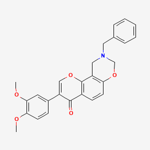 molecular formula C26H23NO5 B2565717 9-benzyl-3-(3,4-dimethoxyphenyl)-9,10-dihydrochromeno[8,7-e][1,3]oxazin-4(8H)-one CAS No. 951942-89-5