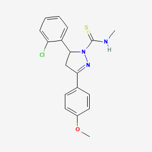 molecular formula C18H18ClN3OS B2565722 5-(2-chlorophenyl)-3-(4-methoxyphenyl)-N-methyl-4,5-dihydro-1H-pyrazole-1-carbothioamide CAS No. 370851-15-3