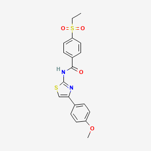 molecular formula C19H18N2O4S2 B2565729 4-(ethylsulfonyl)-N-(4-(4-methoxyphenyl)thiazol-2-yl)benzamide CAS No. 922824-27-9