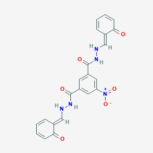 molecular formula C22H17N5O6 B256573 5-nitro-1-N',3-N'-bis[(E)-(6-oxocyclohexa-2,4-dien-1-ylidene)methyl]benzene-1,3-dicarbohydrazide 