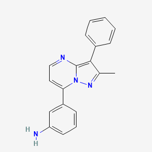 molecular formula C19H16N4 B2565735 3-(2-Methyl-3-phenylpyrazolo[1,5-a]pyrimidin-7-yl)aniline CAS No. 932240-90-9