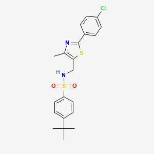 molecular formula C21H23ClN2O2S2 B2565736 4-(叔丁基)-N-{[2-(4-氯苯基)-4-甲基-1,3-噻唑-5-基]甲基}苯磺酰胺 CAS No. 866018-56-6