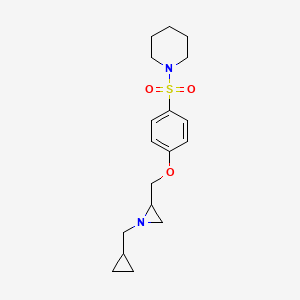 molecular formula C18H26N2O3S B2565745 1-[4-[[1-(Cyclopropylmethyl)aziridin-2-yl]methoxy]phenyl]sulfonylpiperidine CAS No. 2418669-25-5
