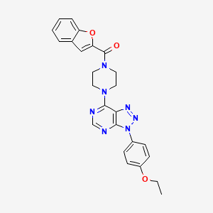 molecular formula C25H23N7O3 B2565751 苯并呋喃-2-基(4-(3-(4-乙氧苯基)-3H-[1,2,3]三唑并[4,5-d]嘧啶-7-基)哌嗪-1-基)甲酮 CAS No. 920185-88-2