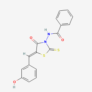 molecular formula C17H12N2O3S2 B2565752 N-[(5Z)-5-[(3-hydroxyphenyl)methylidene]-4-oxo-2-sulfanylidene-1,3-thiazolidin-3-yl]benzamide CAS No. 326873-87-4