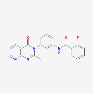 molecular formula C21H15FN4O2 B2565753 2-fluoro-N-[3-(2-methyl-4-oxopyrido[2,3-d]pyrimidin-3-yl)phenyl]benzamide CAS No. 941970-04-3
