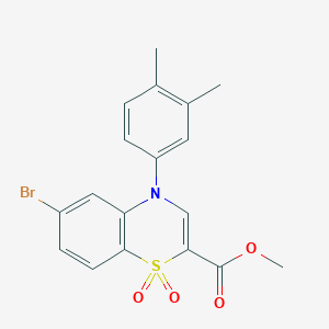 molecular formula C18H16BrNO4S B2565759 6-溴-4-(3,4-二甲苯基)-4H-1,4-苯并噻嗪-2-羧酸甲酯1,1-二氧化物 CAS No. 1358052-27-3
