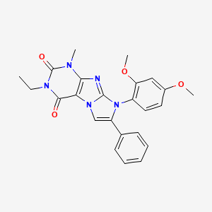 molecular formula C24H23N5O4 B2565764 8-(2,4-dimethoxyphenyl)-3-ethyl-1-methyl-7-phenyl-1H-imidazo[2,1-f]purine-2,4(3H,8H)-dione CAS No. 896296-50-7