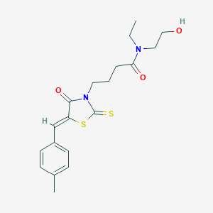 molecular formula C19H24N2O3S2 B256578 N-ethyl-N-(2-hydroxyethyl)-4-[5-(4-methylbenzylidene)-4-oxo-2-thioxo-1,3-thiazolidin-3-yl]butanamide 