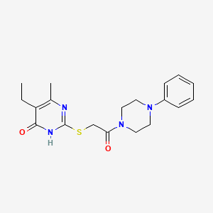 molecular formula C19H24N4O2S B2565793 5-乙基-6-甲基-2-((2-氧代-2-(4-苯基哌嗪-1-基)乙基)硫代)嘧啶-4(3H)-酮 CAS No. 728014-02-6