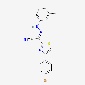 molecular formula C18H13BrN4S B2565799 (2E)-[4-(4-bromophenyl)-1,3-thiazol-2-yl][2-(3-methylphenyl)hydrazinylidene]ethanenitrile CAS No. 477188-27-5
