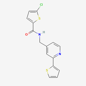 molecular formula C15H11ClN2OS2 B2565804 5-chloro-N-((2-(thiophen-2-yl)pyridin-4-yl)methyl)thiophene-2-carboxamide CAS No. 2034435-43-1